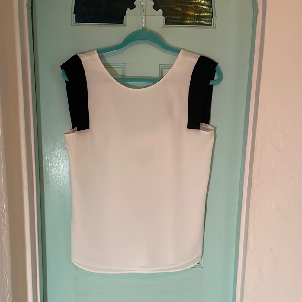 Zara Basic Elegant Black and White Sleeveless Top